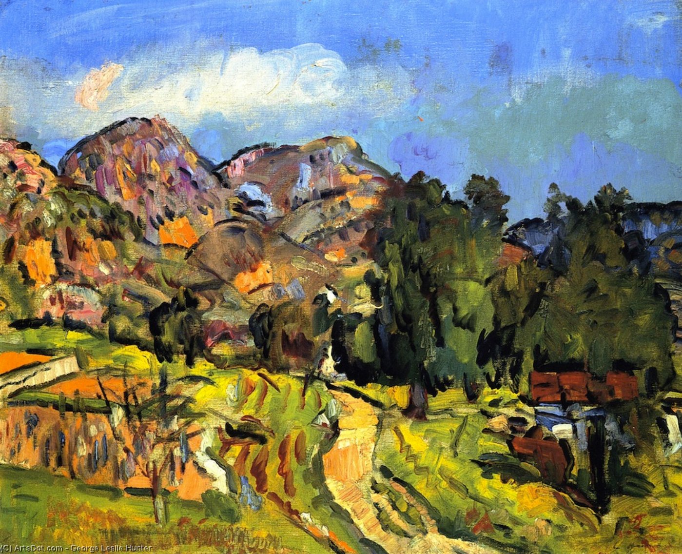 WikiOO.org - Енциклопедия за изящни изкуства - Живопис, Произведения на изкуството George Leslie Hunter - Provencal Landscape