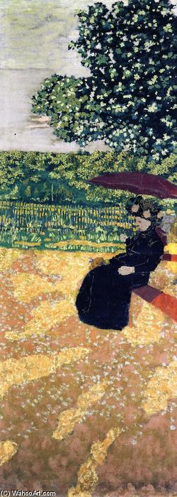 Wikioo.org - The Encyclopedia of Fine Arts - Painting, Artwork by Jean Edouard Vuillard - The Public Gardens - The Red Parasol