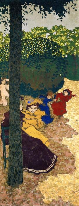 Wikioo.org – La Enciclopedia de las Bellas Artes - Pintura, Obras de arte de Jean Edouard Vuillard - el público Jardines  -   joven  niñas  de juego