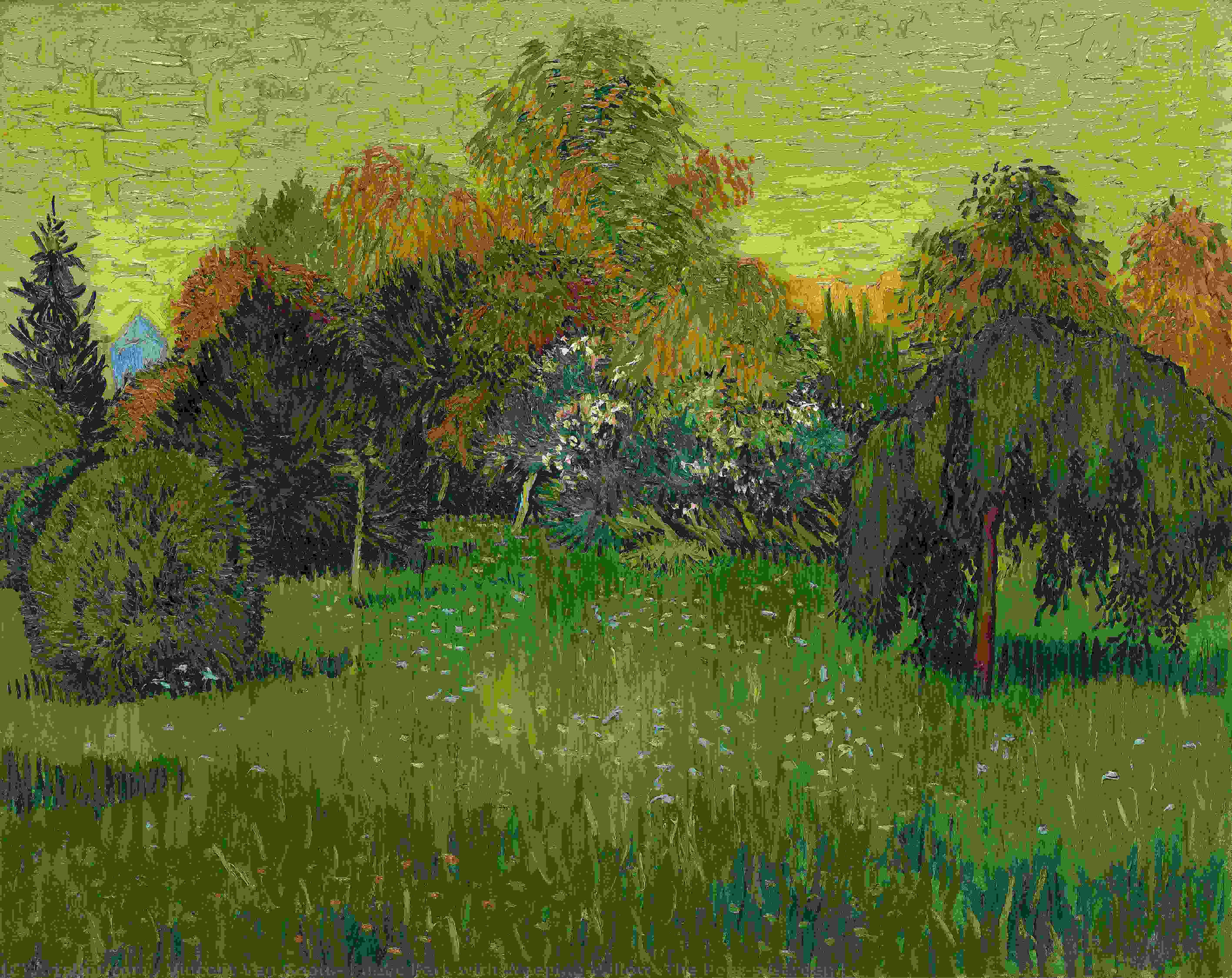WikiOO.org - 百科事典 - 絵画、アートワーク Vincent Van Gogh - パブリック 公園 と一緒に ヤナギのしだれ : ザー Poet's 庭i
