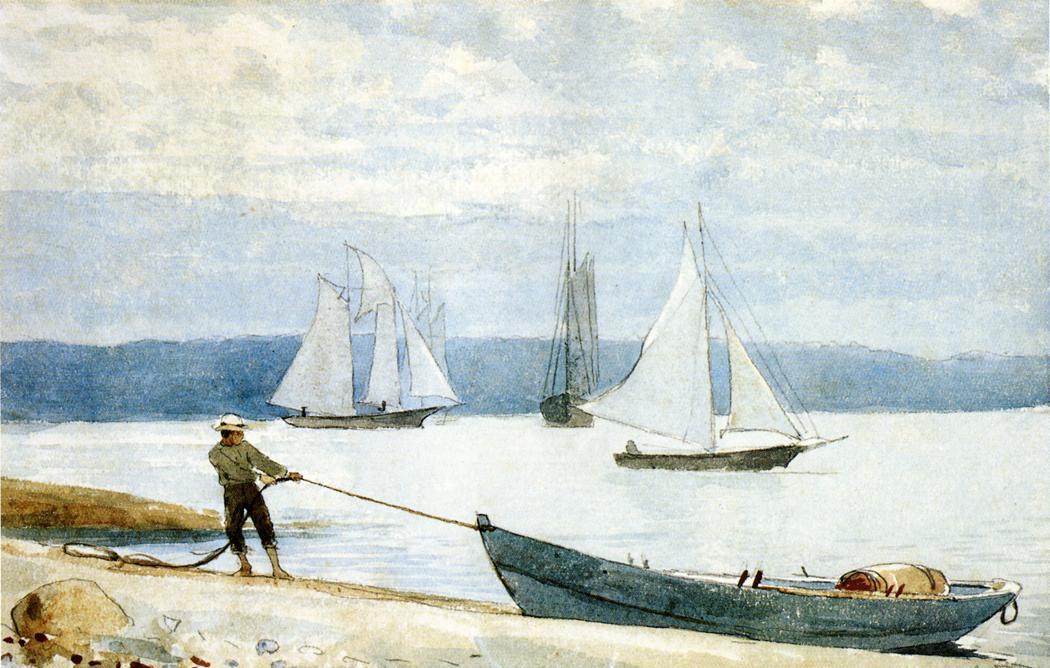 Wikioo.org - Die Enzyklopädie bildender Kunst - Malerei, Kunstwerk von Winslow Homer - Ziehen des Dory