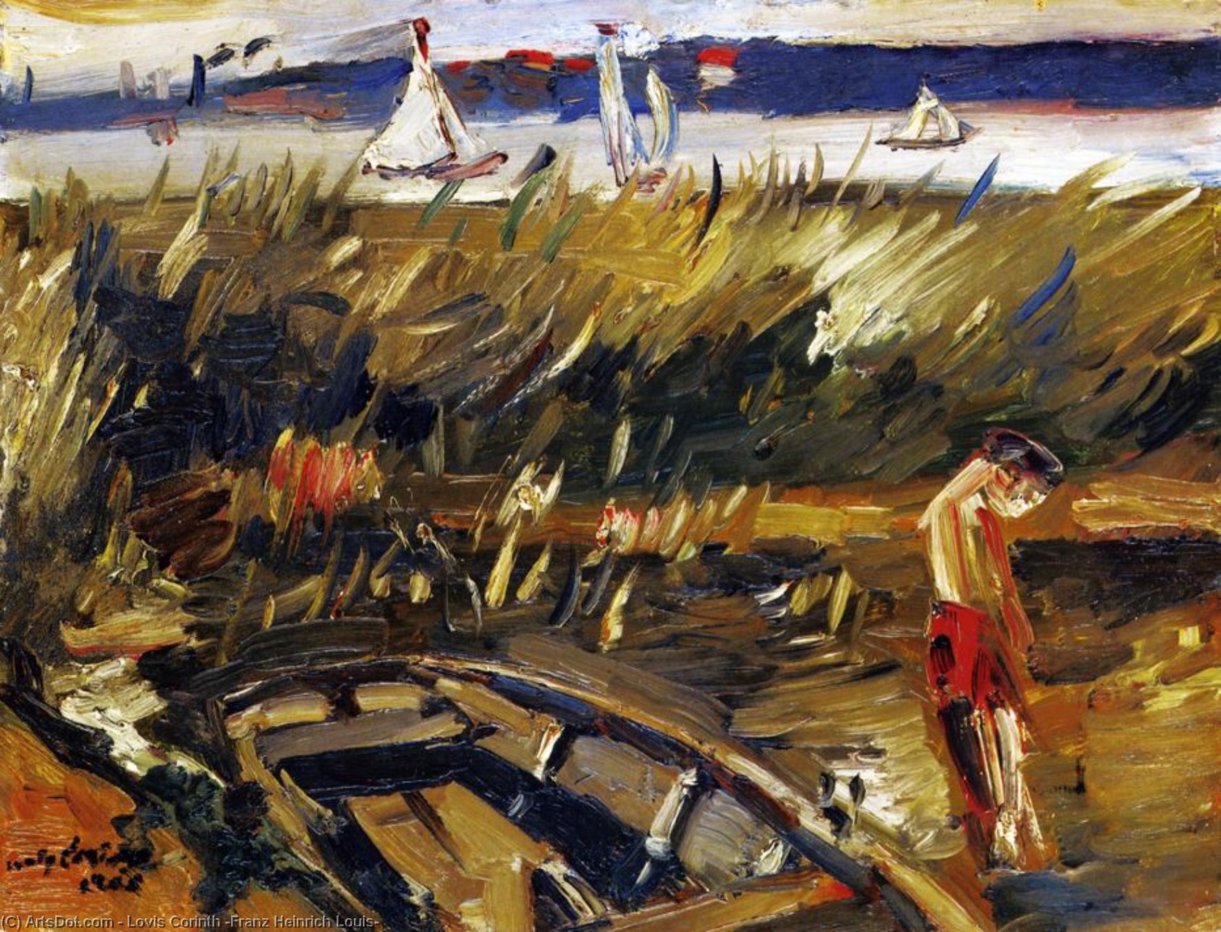 Wikioo.org - The Encyclopedia of Fine Arts - Painting, Artwork by Lovis Corinth (Franz Heinrich Louis) - Punt in the Reeds at Muritzsee