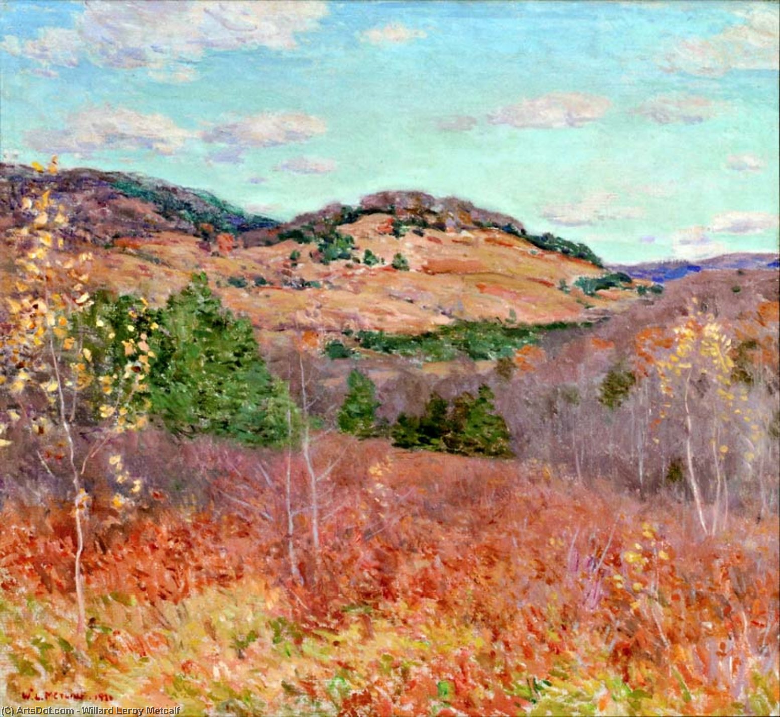 Wikioo.org - The Encyclopedia of Fine Arts - Painting, Artwork by Willard Leroy Metcalf - Purple and Gold
