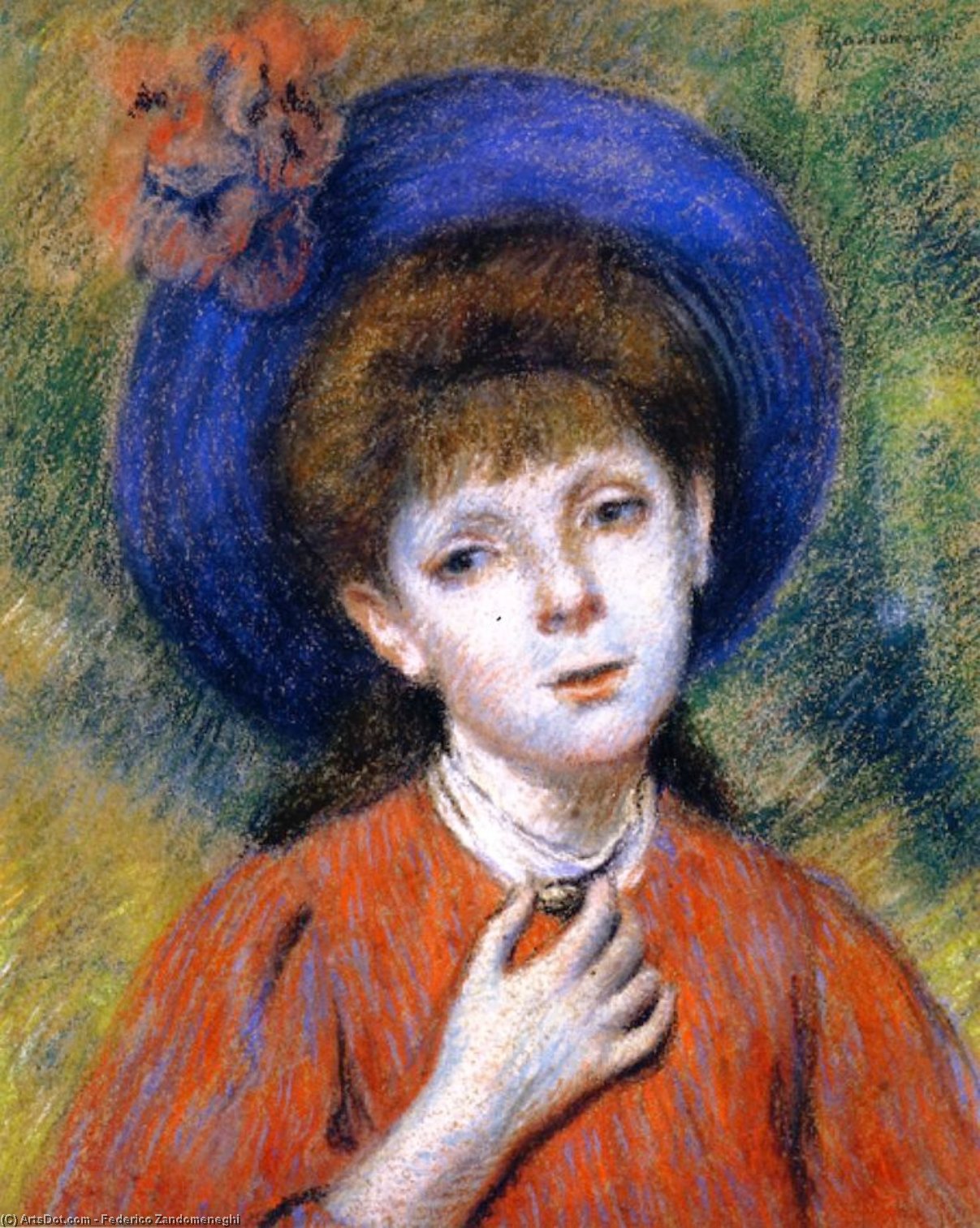 WikiOO.org - Enciclopédia das Belas Artes - Pintura, Arte por Federico Zandomeneghi - The Purple Hat