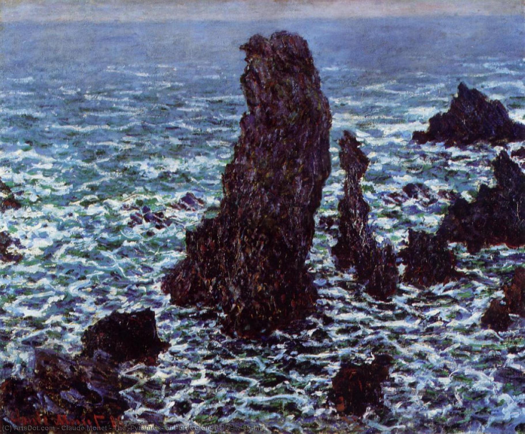 Wikioo.org – L'Enciclopedia delle Belle Arti - Pittura, Opere di Claude Monet - Il 'Pyramids' di port Coton , Belle-Ile-en-Mer