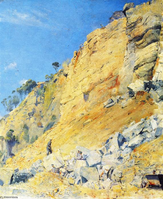Wikioo.org - The Encyclopedia of Fine Arts - Painting, Artwork by Thomas William Roberts - The Quarry, Maria Island