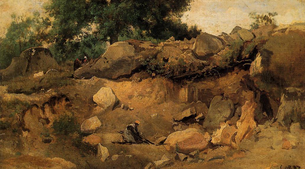 Wikioo.org - The Encyclopedia of Fine Arts - Painting, Artwork by Jean Baptiste Camille Corot - Quarry of the Chaise-Mre at Fontainebleau