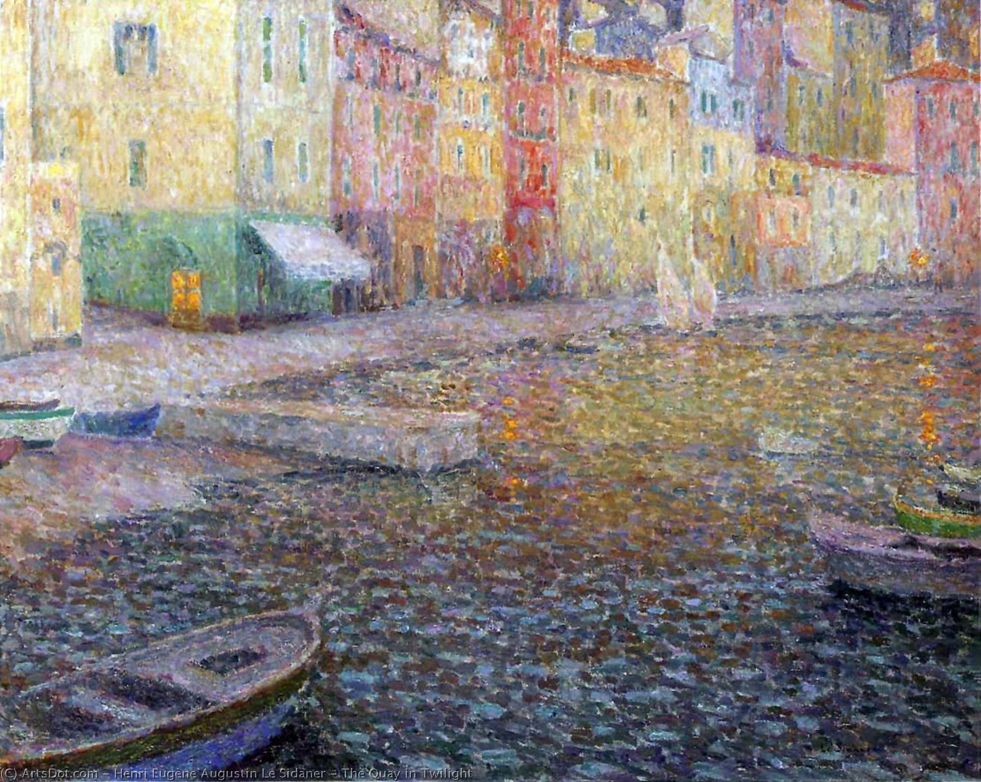 WikiOO.org - Encyclopedia of Fine Arts - Maľba, Artwork Henri Eugène Augustin Le Sidaner - The Quay in Twilight