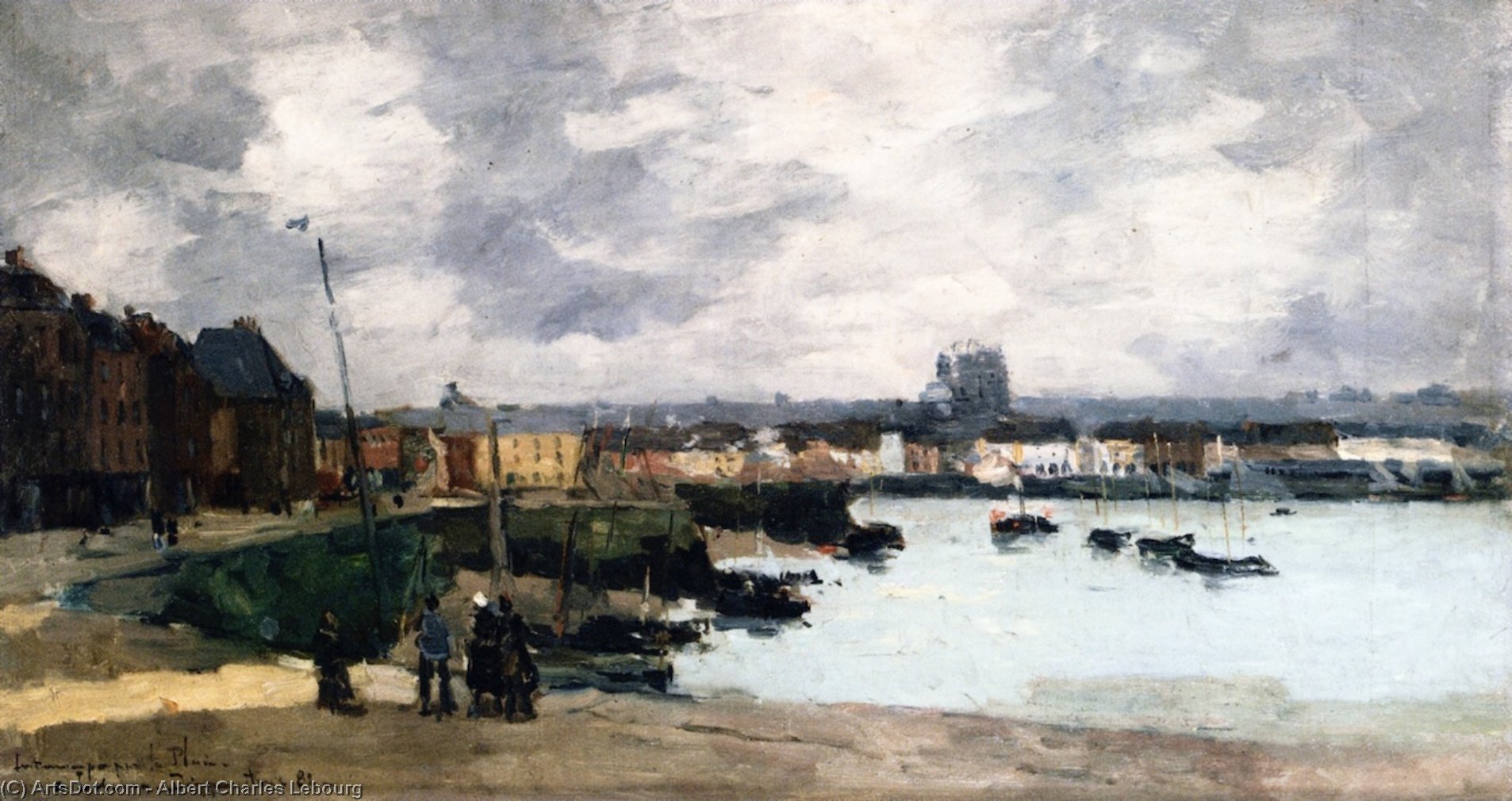 Wikioo.org - The Encyclopedia of Fine Arts - Painting, Artwork by Albert-Charles Lebourg (Albert-Marie Lebourg) - The Quays of Dieppe, after the Rain