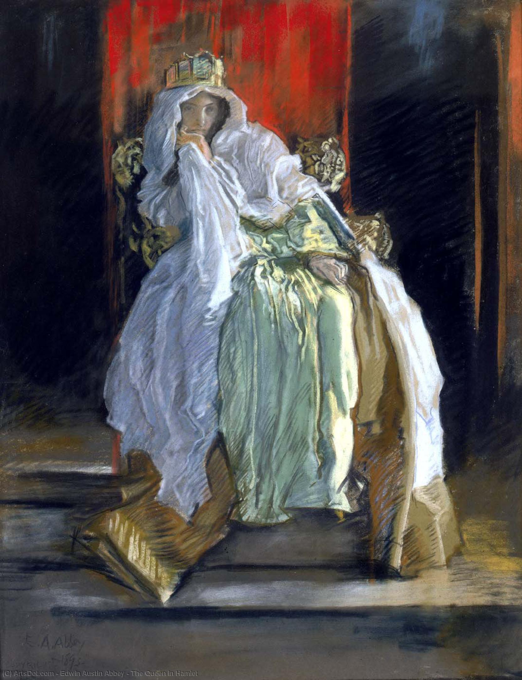 WikiOO.org - Encyclopedia of Fine Arts - Maleri, Artwork Edwin Austin Abbey - The Queen in Hamlet