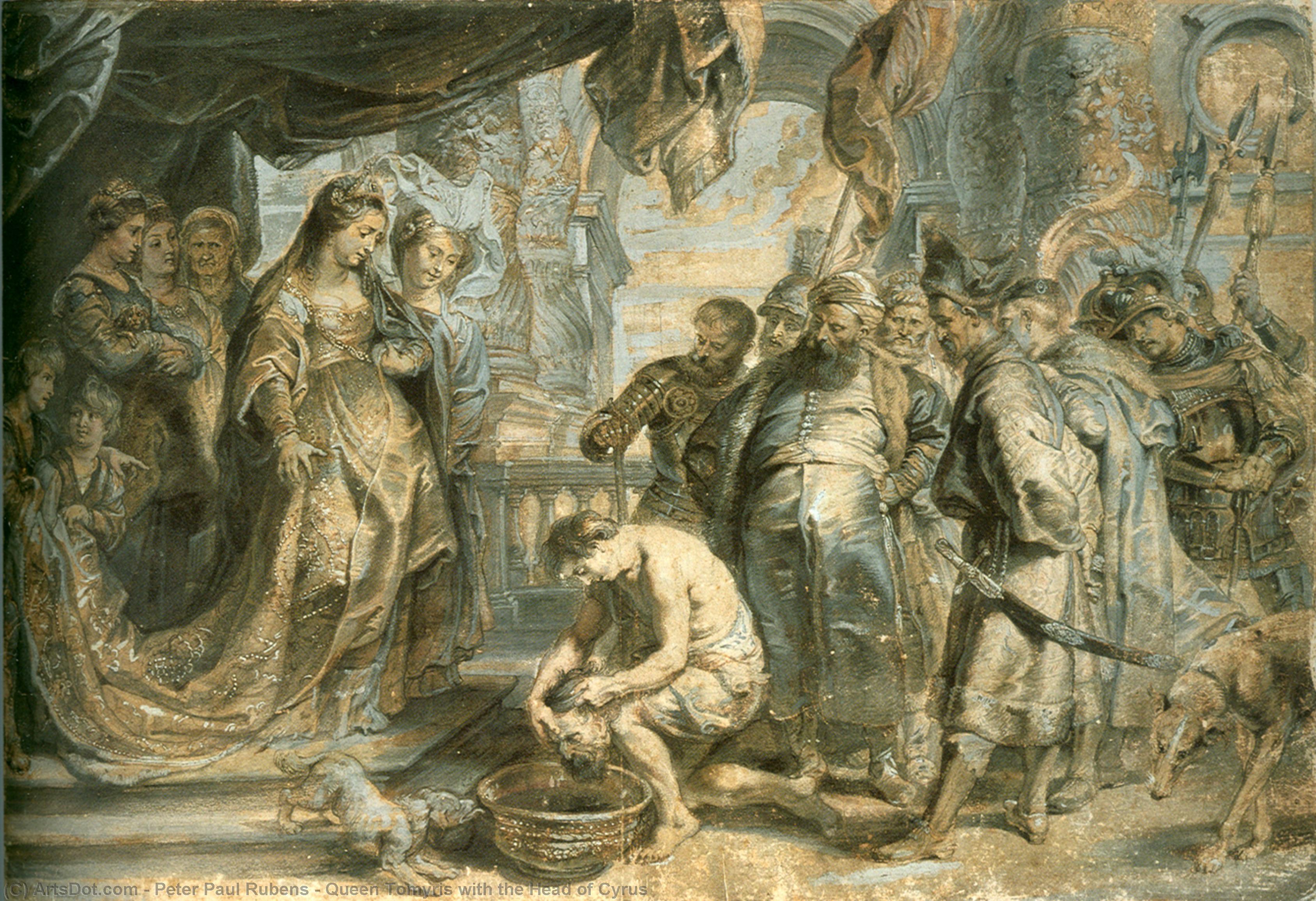 Wikoo.org - موسوعة الفنون الجميلة - اللوحة، العمل الفني Peter Paul Rubens - Queen Tomyris with the Head of Cyrus