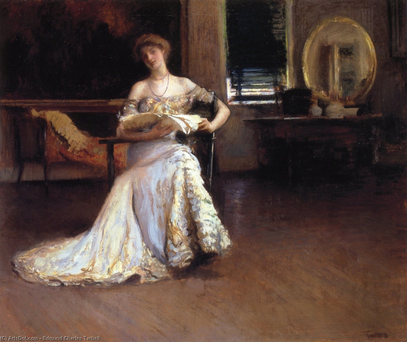 Wikioo.org - The Encyclopedia of Fine Arts - Painting, Artwork by Edmund Charles Tarbell - Quiet Afternoon (also known as The Rehearsal)