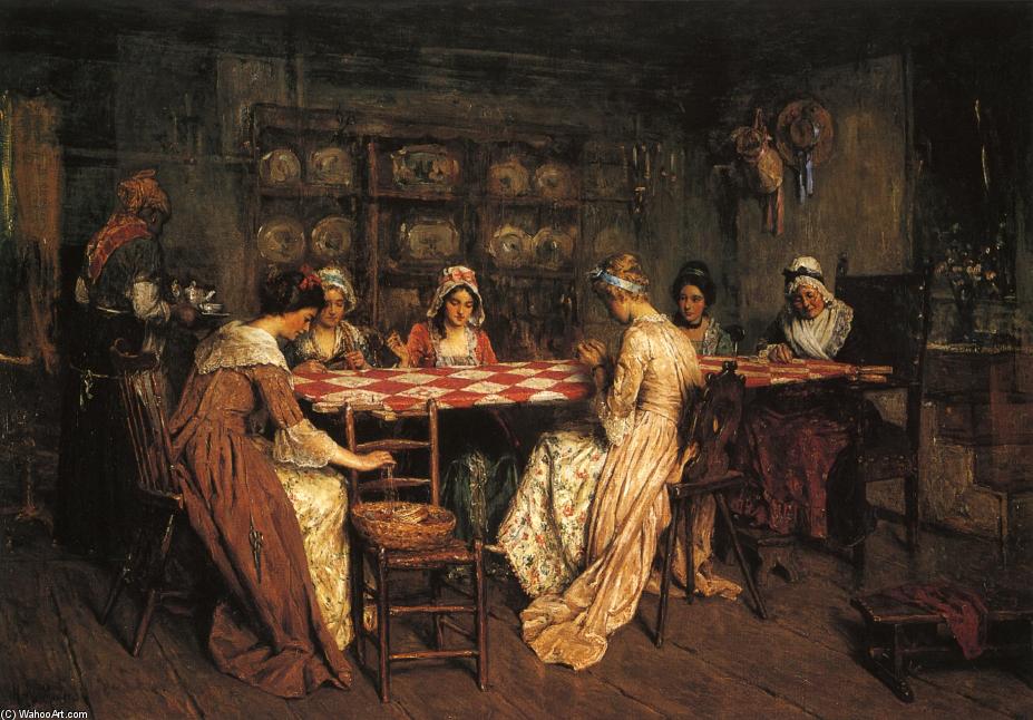 Wikioo.org - The Encyclopedia of Fine Arts - Painting, Artwork by Henry Mosler - Quilting Bee