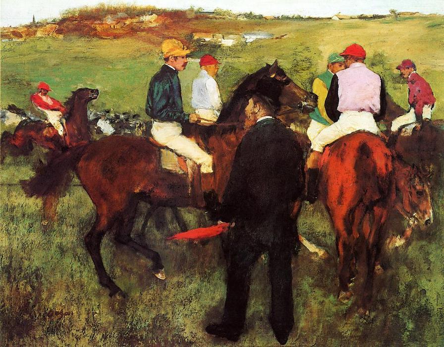 Wikioo.org - The Encyclopedia of Fine Arts - Painting, Artwork by Edgar Degas - Racehorses at Longchamp