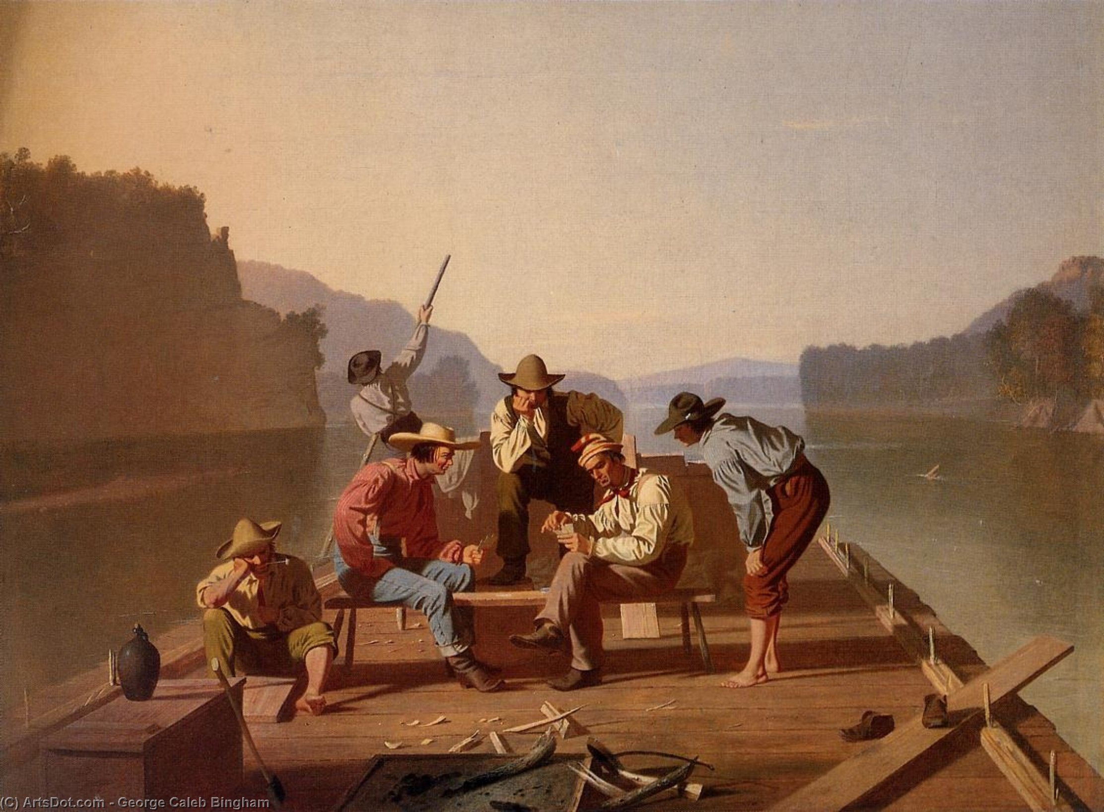 Wikioo.org - The Encyclopedia of Fine Arts - Painting, Artwork by George Caleb Bingham - Raftsmen Playing Cards