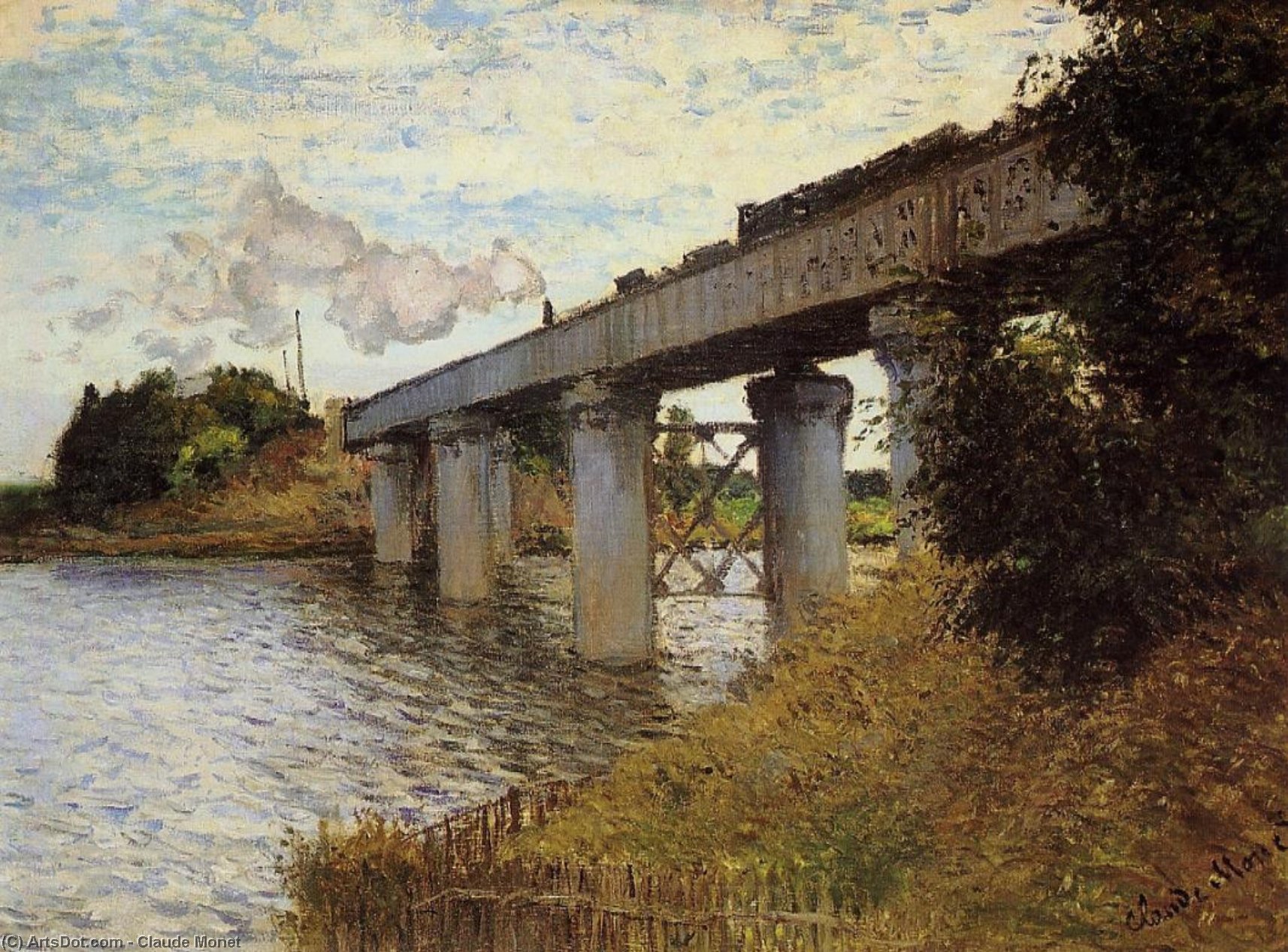 Wikioo.org - The Encyclopedia of Fine Arts - Painting, Artwork by Claude Monet - The Railway Bridge at Argenteuil