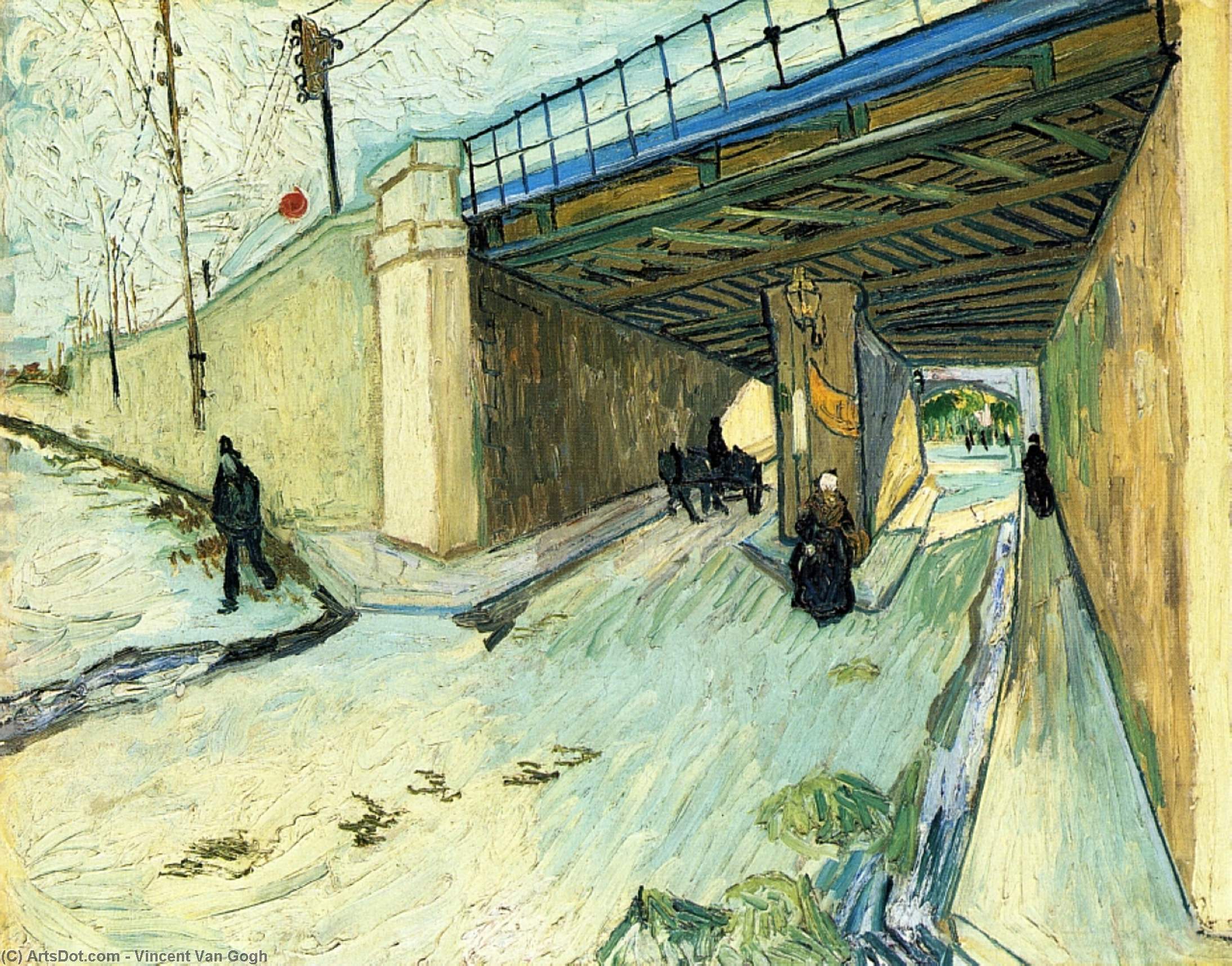 Wikioo.org - The Encyclopedia of Fine Arts - Painting, Artwork by Vincent Van Gogh - The Railway Bridge over Avenue Montmajour
