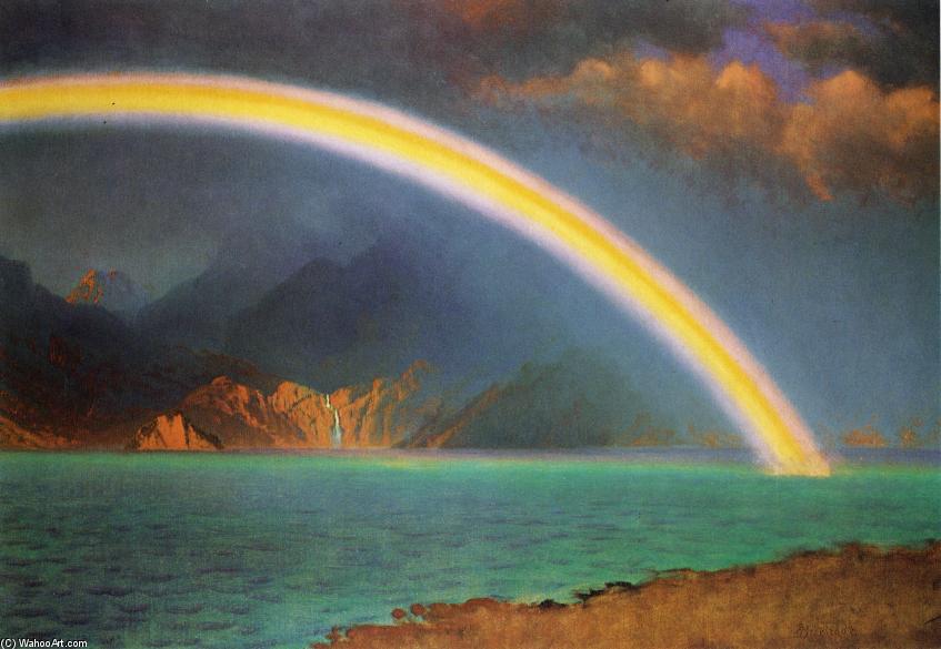 Wikioo.org - The Encyclopedia of Fine Arts - Painting, Artwork by Albert Bierstadt - Rainbow over Jenny Lake, Wyoming