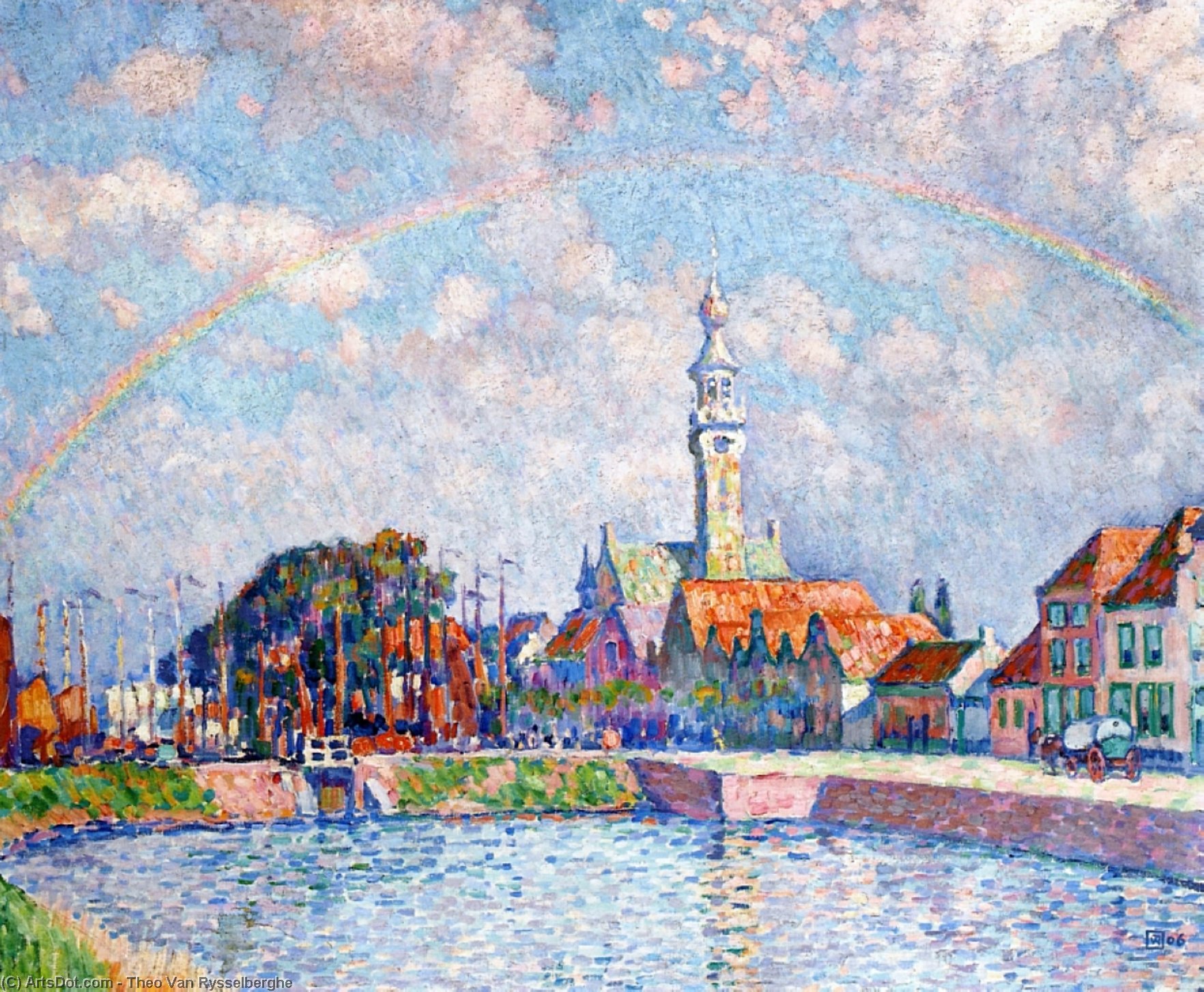 WikiOO.org - Encyclopedia of Fine Arts - Maleri, Artwork Theo Van Rysselberghe - Rainbow over Veere