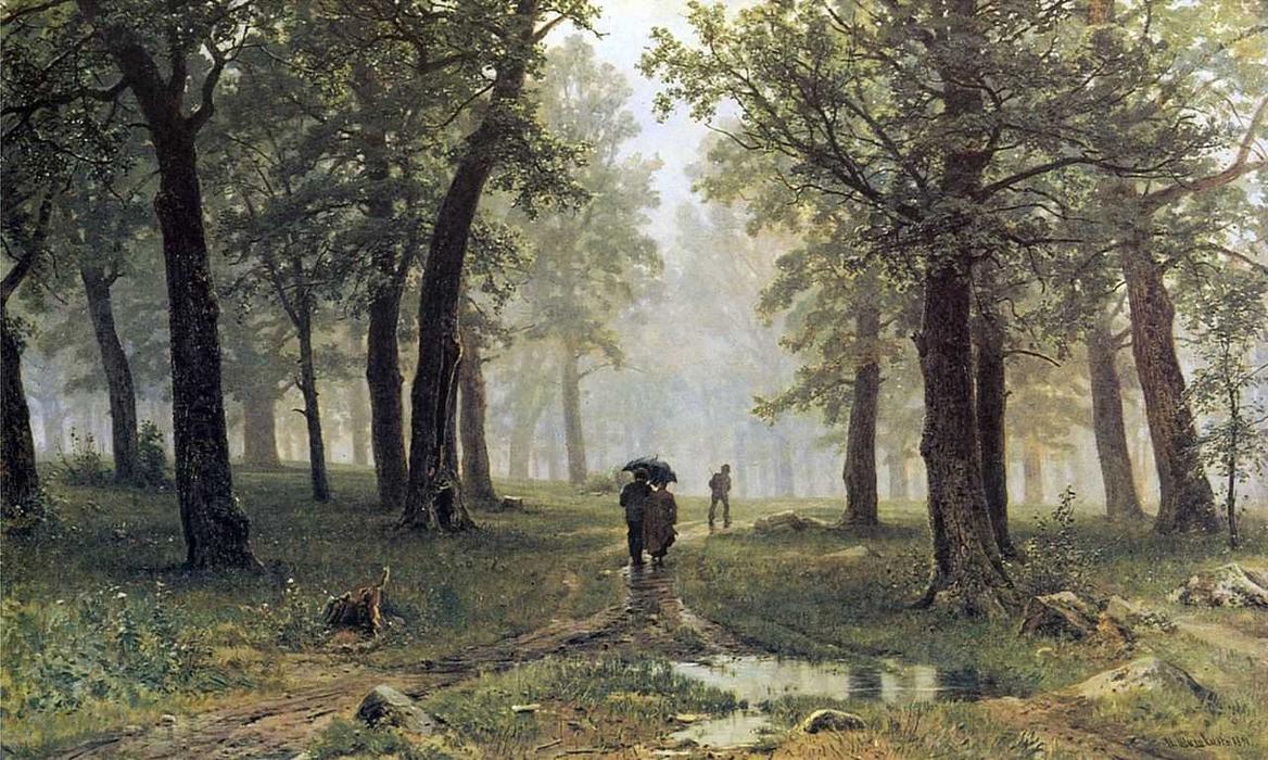 Wikioo.org - The Encyclopedia of Fine Arts - Painting, Artwork by Ivan Ivanovich Shishkin - Rain in an oak forest