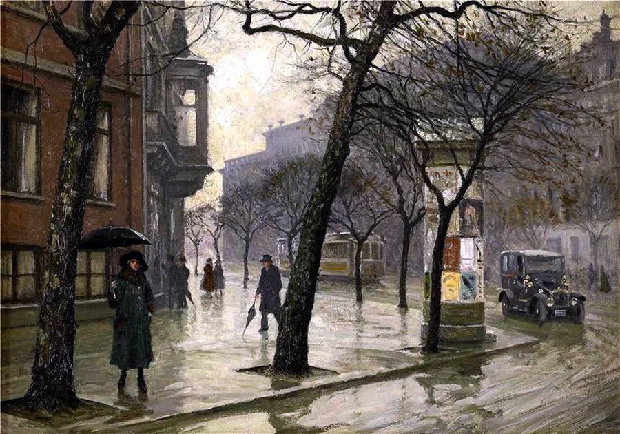 WikiOO.org - Encyclopedia of Fine Arts - Maleri, Artwork Paul Gustave Fischer - Rainy day