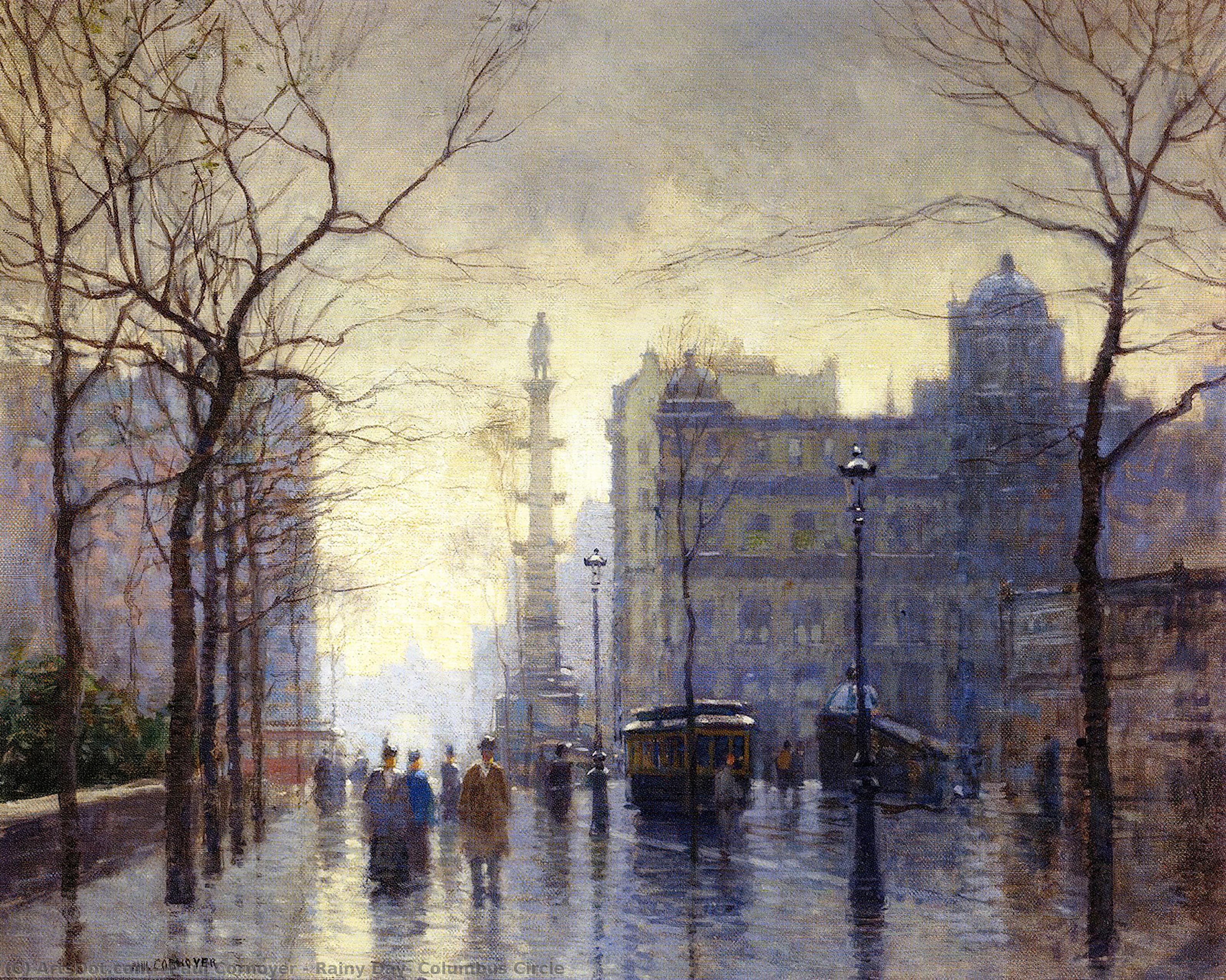 WikiOO.org - Encyclopedia of Fine Arts - Målning, konstverk Paul Cornoyer - Rainy Day, Columbus Circle