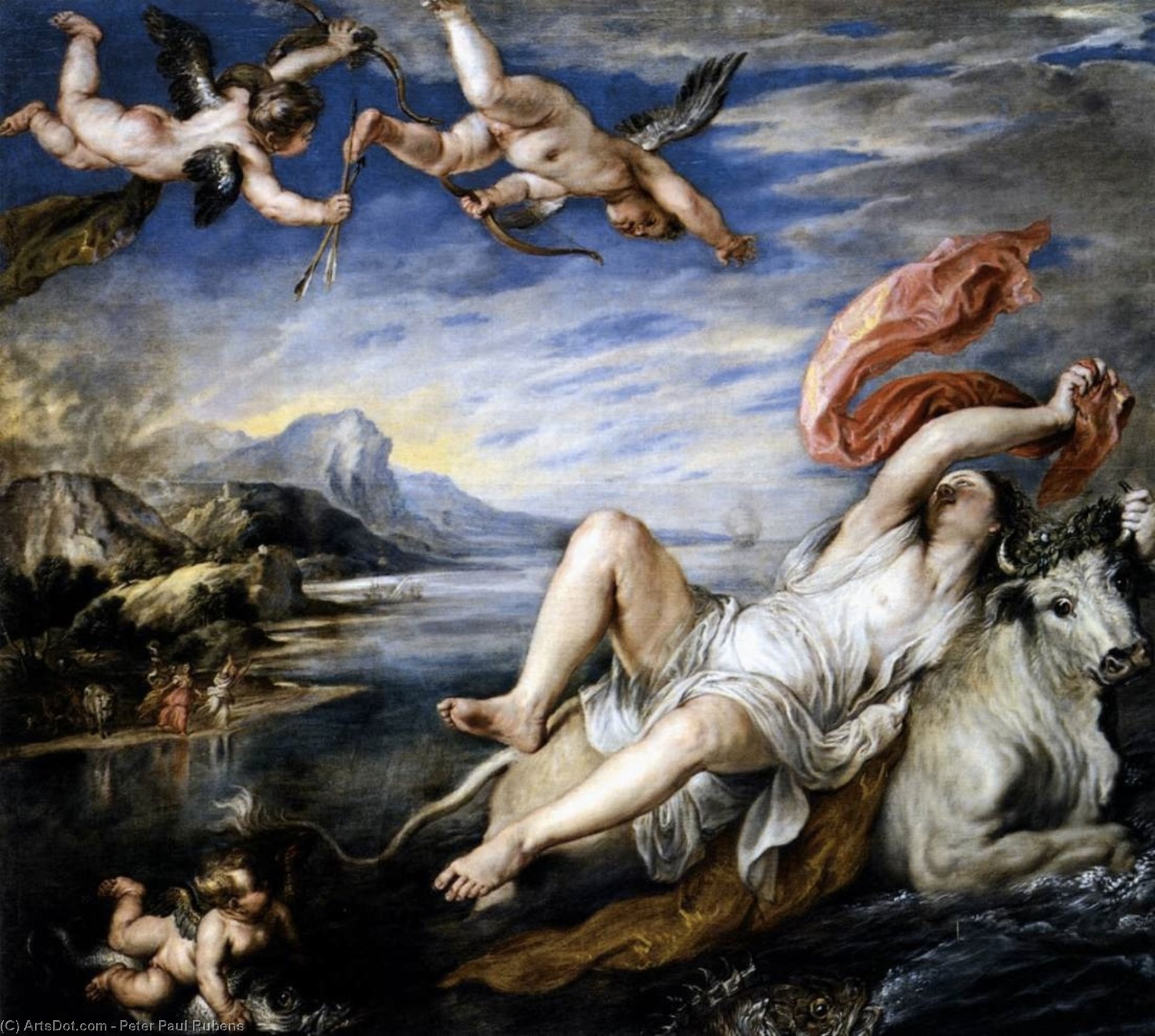 Wikoo.org - موسوعة الفنون الجميلة - اللوحة، العمل الفني Peter Paul Rubens - The Rape of Europa