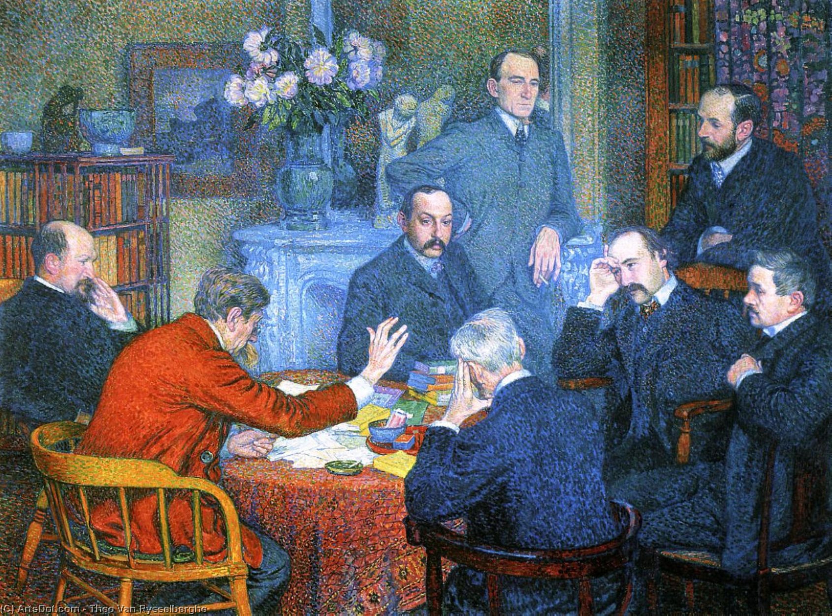 Wikioo.org - The Encyclopedia of Fine Arts - Painting, Artwork by Theo Van Rysselberghe - A Reading by Emile Verhaeren