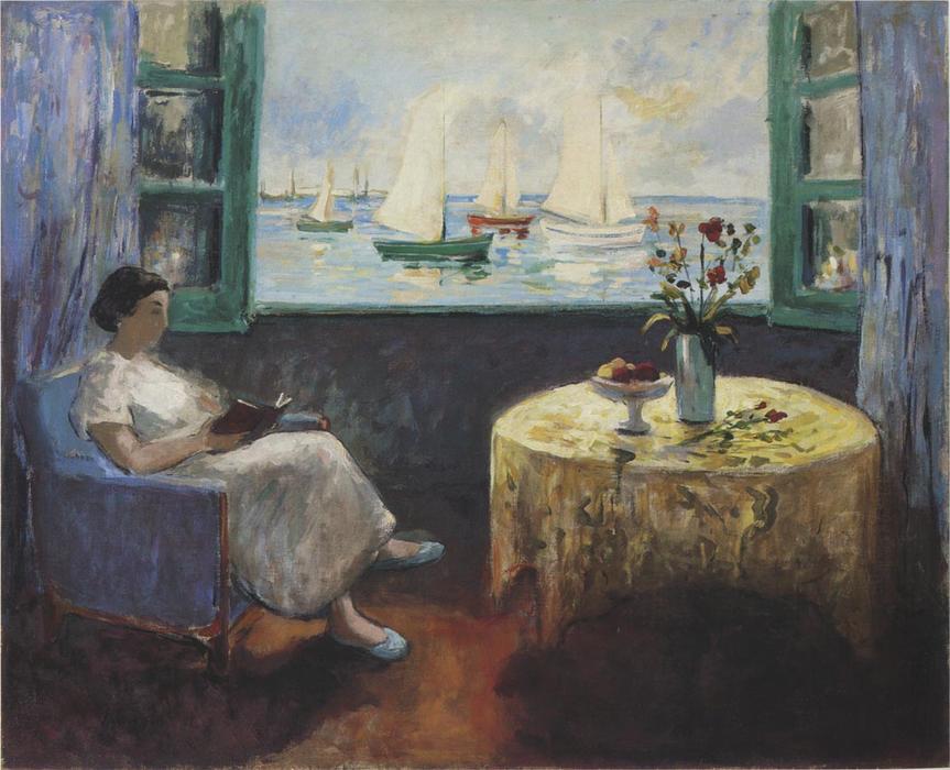 WikiOO.org - Güzel Sanatlar Ansiklopedisi - Resim, Resimler Henri Lebasque - Reading by the Window