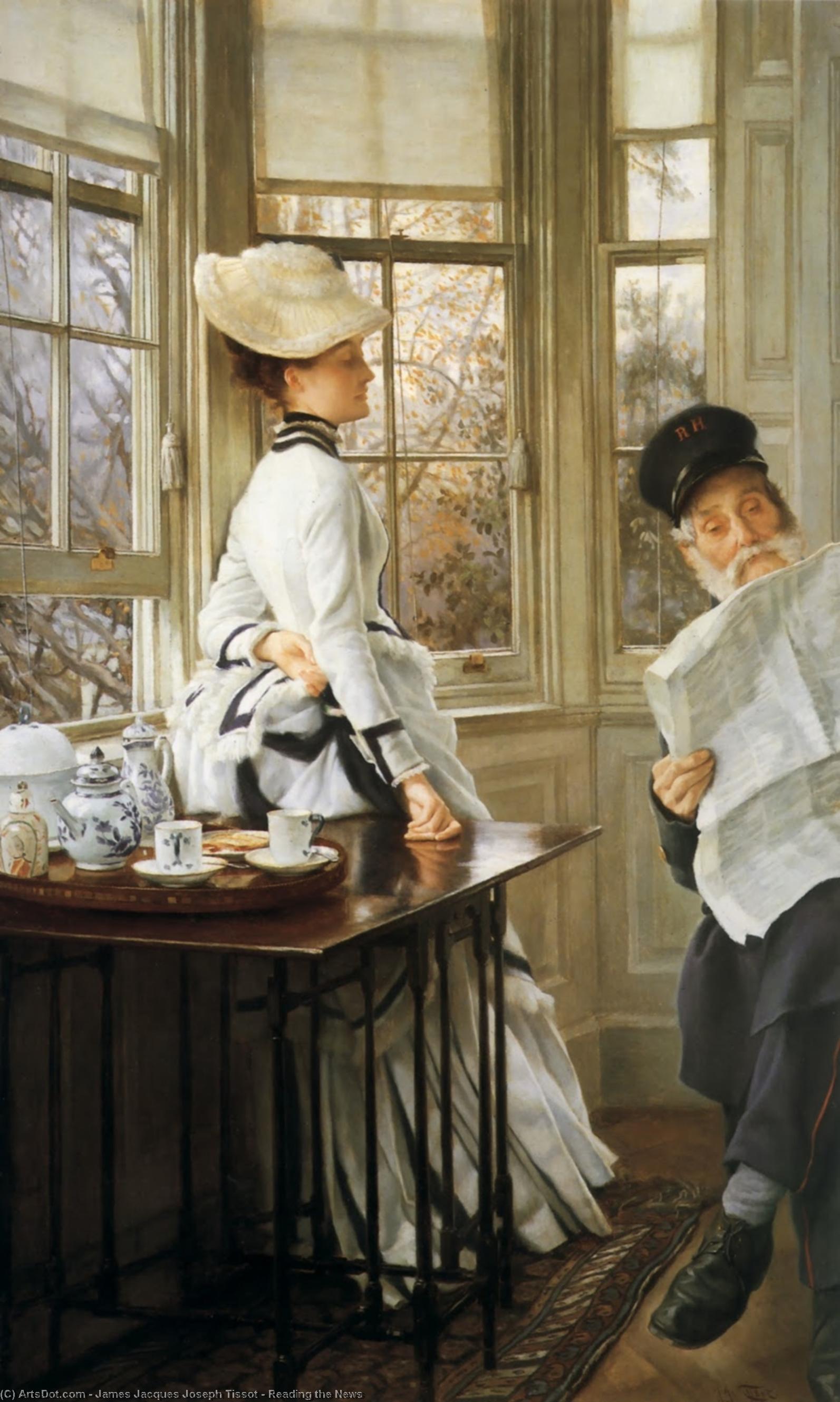 WikiOO.org - Encyclopedia of Fine Arts - Lukisan, Artwork James Jacques Joseph Tissot - Reading the News