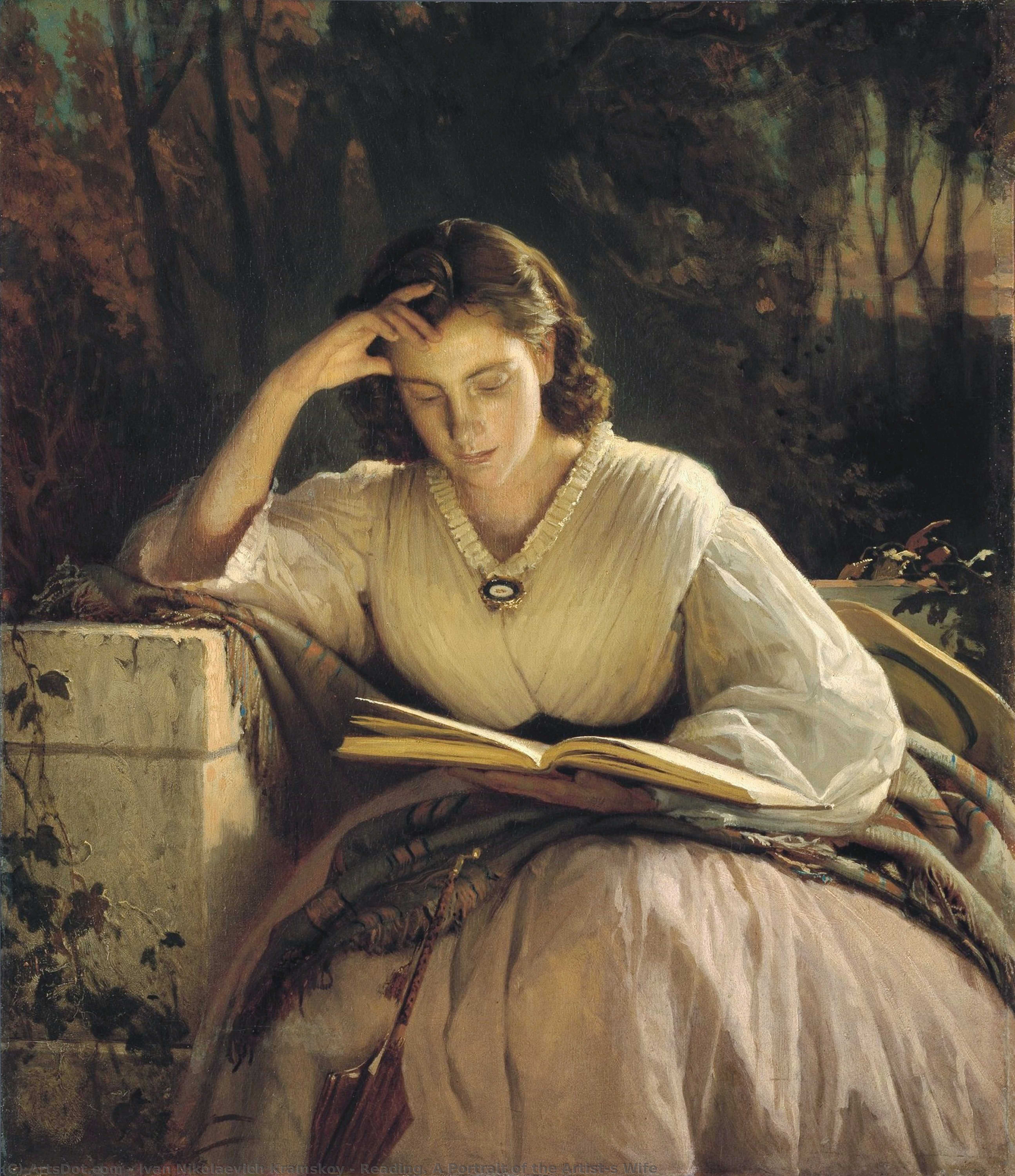 Wikioo.org - Encyklopedia Sztuk Pięknych - Malarstwo, Grafika Ivan Nikolaevich Kramskoy - Reading. A Portrait of the Artist's Wife