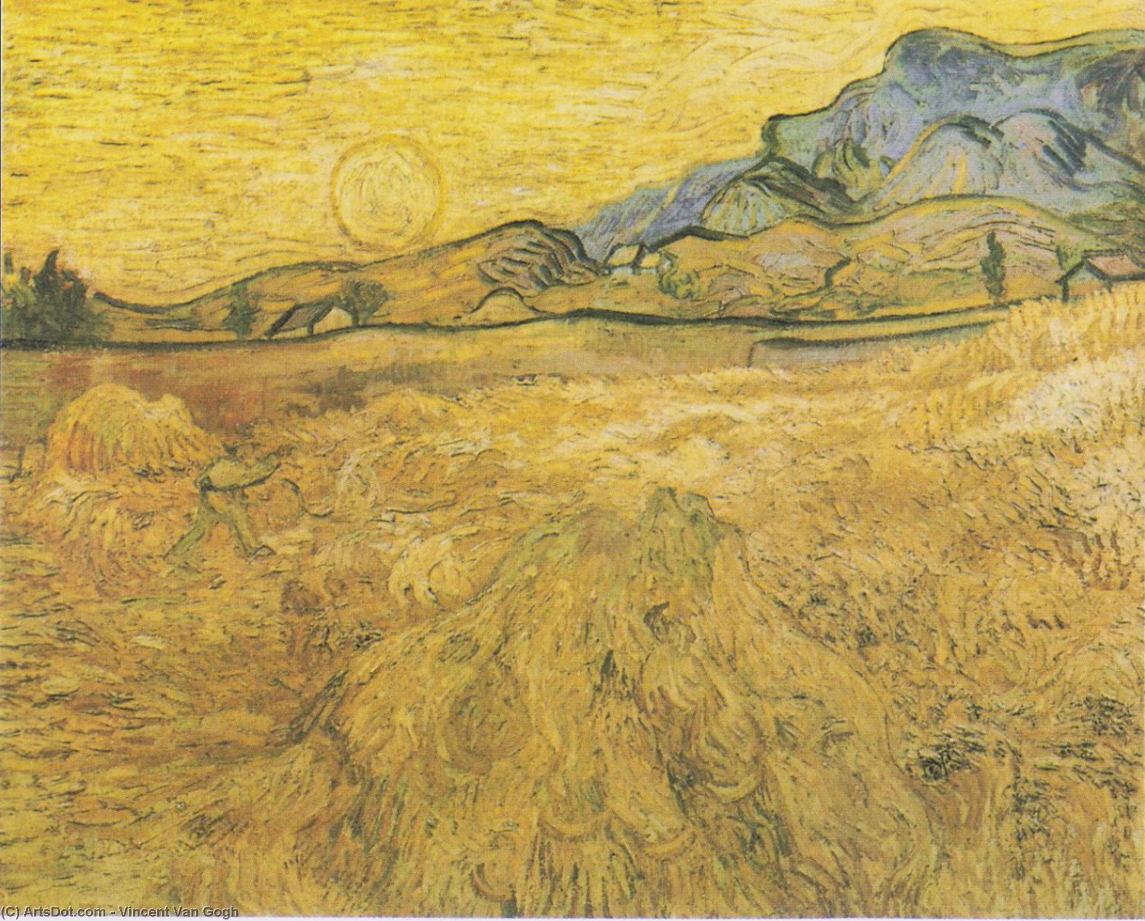 WikiOO.org - Enciklopedija dailės - Tapyba, meno kuriniai Vincent Van Gogh - The Reaper (also known as Enclosed Field with Reaper)