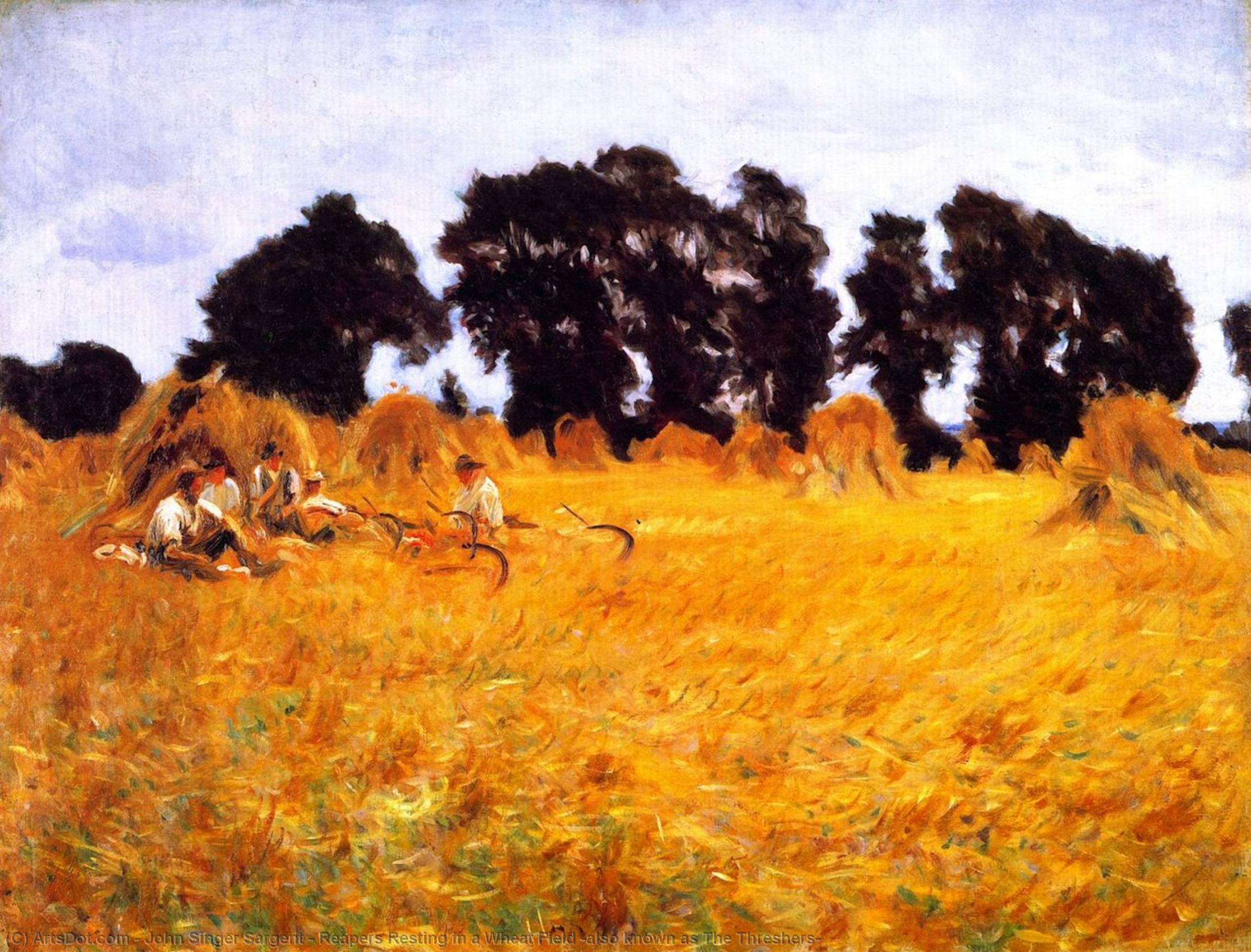 Wikioo.org - The Encyclopedia of Fine Arts - Painting, Artwork by John Singer Sargent - Reapers Resting in a Wheat Field (also known as The Threshers)