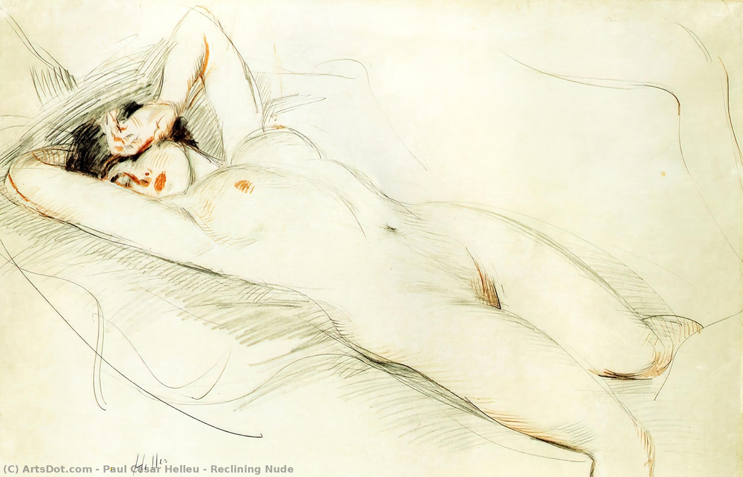 WikiOO.org - Encyclopedia of Fine Arts - Lukisan, Artwork Paul Cesar Helleu - Reclining Nude