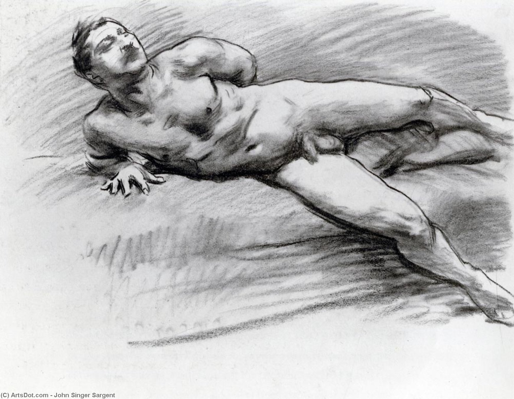 Wikioo.org – La Enciclopedia de las Bellas Artes - Pintura, Obras de arte de John Singer Sargent - desnuda reclinada