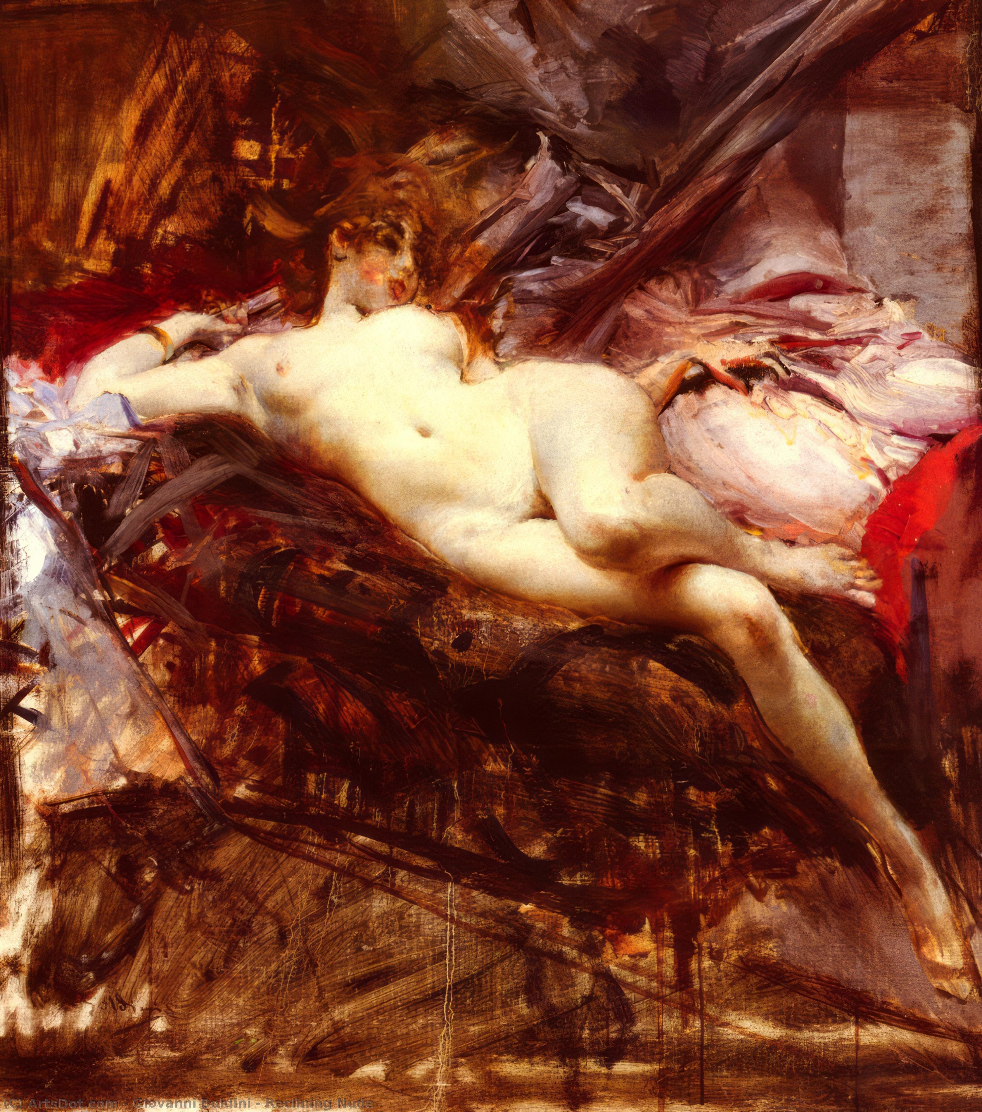 WikiOO.org – 美術百科全書 - 繪畫，作品 Giovanni Boldini - 斜卧的裸女
