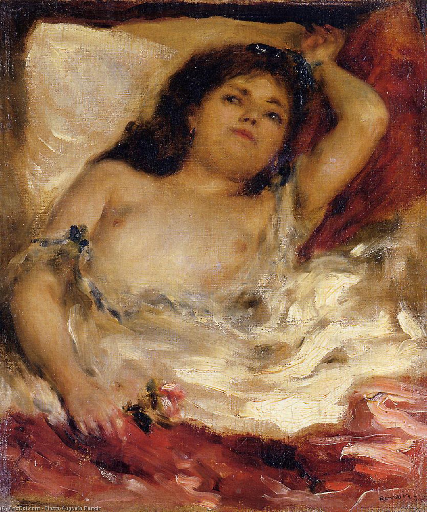 WikiOO.org - Enciclopedia of Fine Arts - Pictura, lucrări de artă Pierre-Auguste Renoir - Reclining Semi-Nude (also known as nude male half-length)