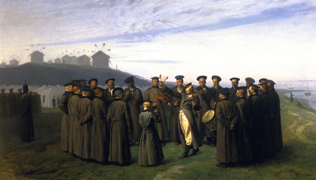 WikiOO.org - Encyclopedia of Fine Arts - Maleri, Artwork Jean Léon Gérôme - Recreation in a Russian Camp, Remembering Moldavia