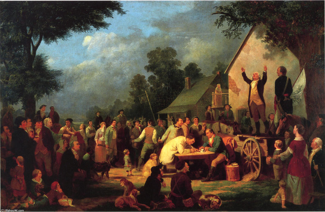 Wikoo.org - موسوعة الفنون الجميلة - اللوحة، العمل الفني William Tylee Ranney - Recruiting for the Continental Army