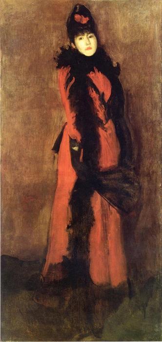Wikioo.org - The Encyclopedia of Fine Arts - Painting, Artwork by James Abbott Mcneill Whistler - Red and Black: the Fan