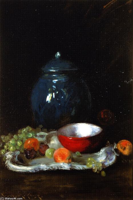 Wikioo.org - The Encyclopedia of Fine Arts - Painting, Artwork by William Merritt Chase - The Red Bowl: Still LIfe (also known as The LIttle Red Bowl)