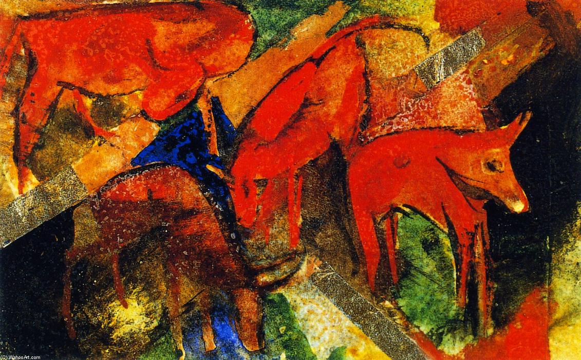 WikiOO.org - Enciklopedija likovnih umjetnosti - Slikarstvo, umjetnička djela Franz Marc - Red Cattle