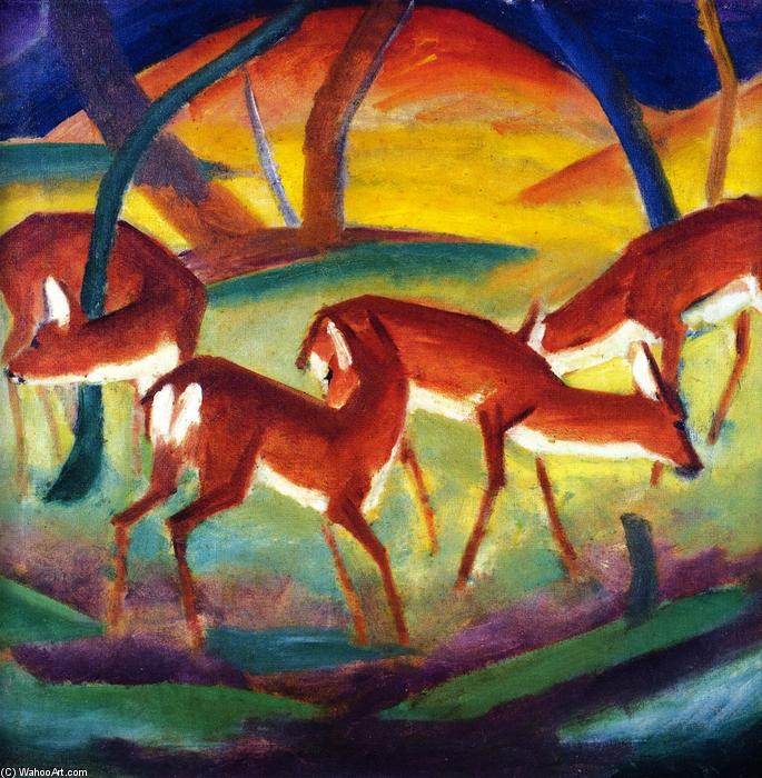 WikiOO.org - Encyclopedia of Fine Arts - Lukisan, Artwork Franz Marc - Red Deer I