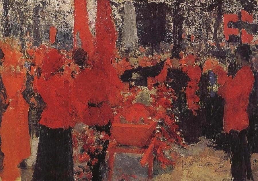 WikiOO.org - Enciklopedija dailės - Tapyba, meno kuriniai Ilya Yefimovich Repin - Red Funeral