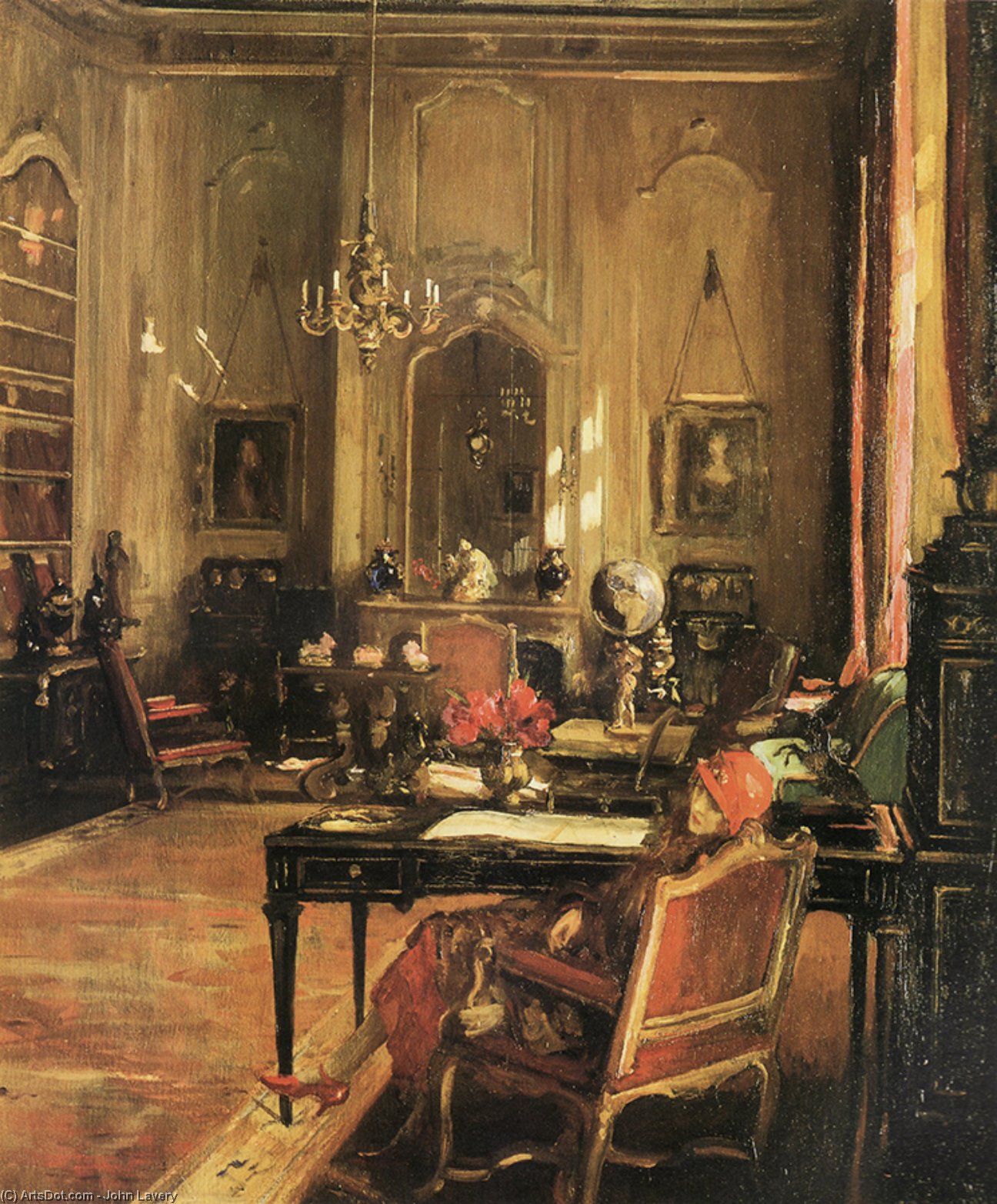 Wikioo.org - The Encyclopedia of Fine Arts - Painting, Artwork by John Lavery - The Red Hat (also known as A Mayfair Drawing Room)