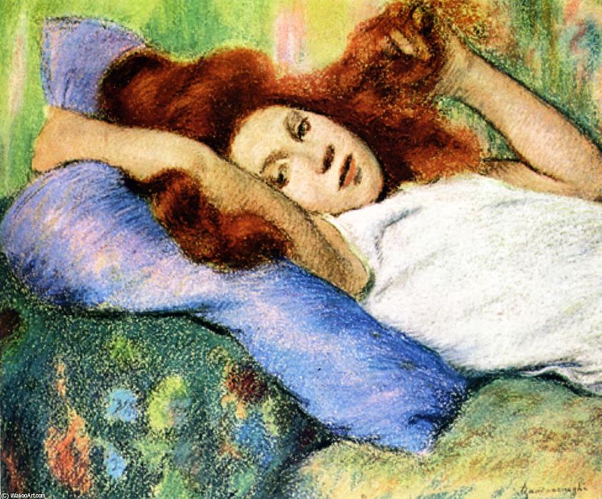 Wikioo.org - The Encyclopedia of Fine Arts - Painting, Artwork by Federico Zandomeneghi - Red Head Lying Down