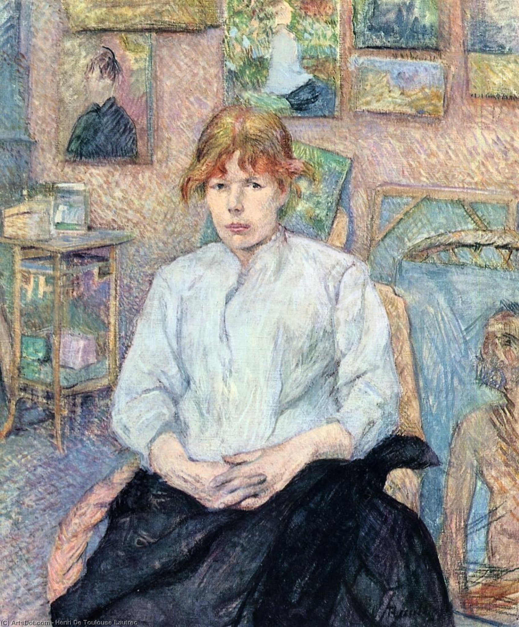Wikioo.org - The Encyclopedia of Fine Arts - Painting, Artwork by Henri De Toulouse Lautrec - The Redhead with a White Blouse