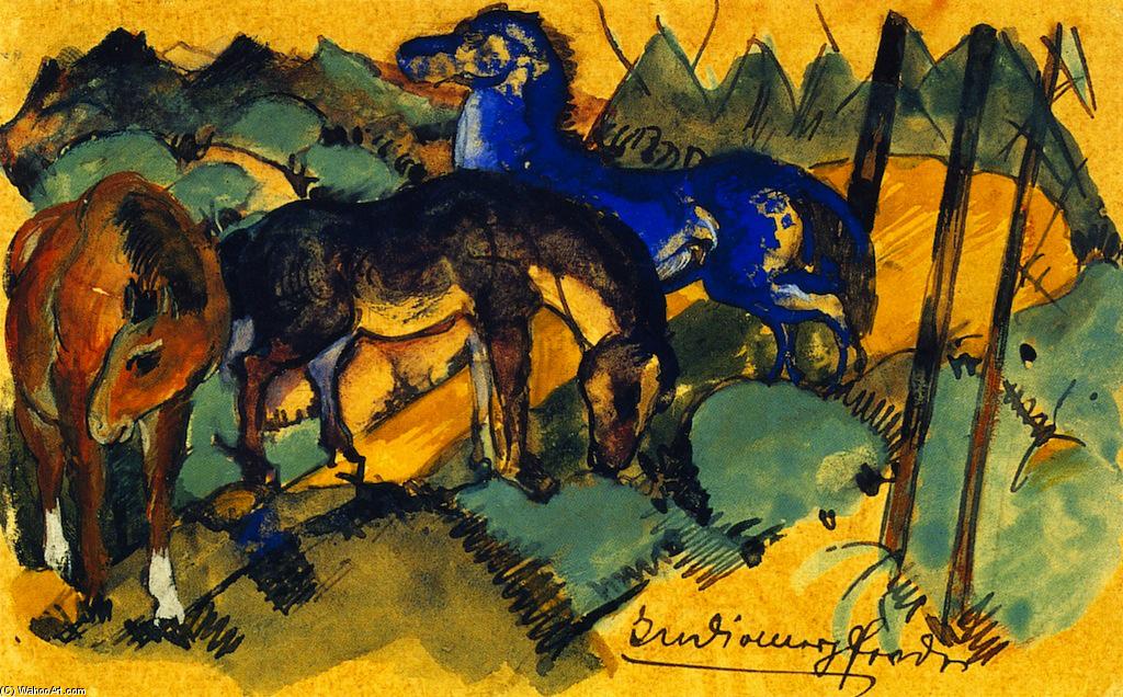 Wikioo.org – La Enciclopedia de las Bellas Artes - Pintura, Obras de arte de Franz Marc - rojo indio  caballos