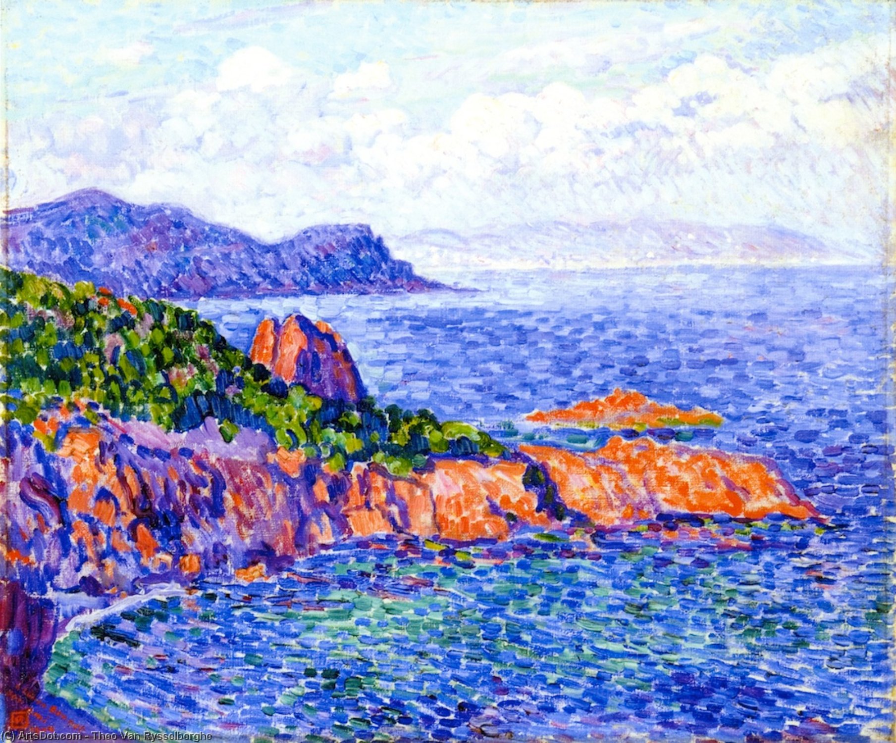 Wikioo.org - The Encyclopedia of Fine Arts - Painting, Artwork by Theo Van Rysselberghe - Red Rocks at Le Trayes
