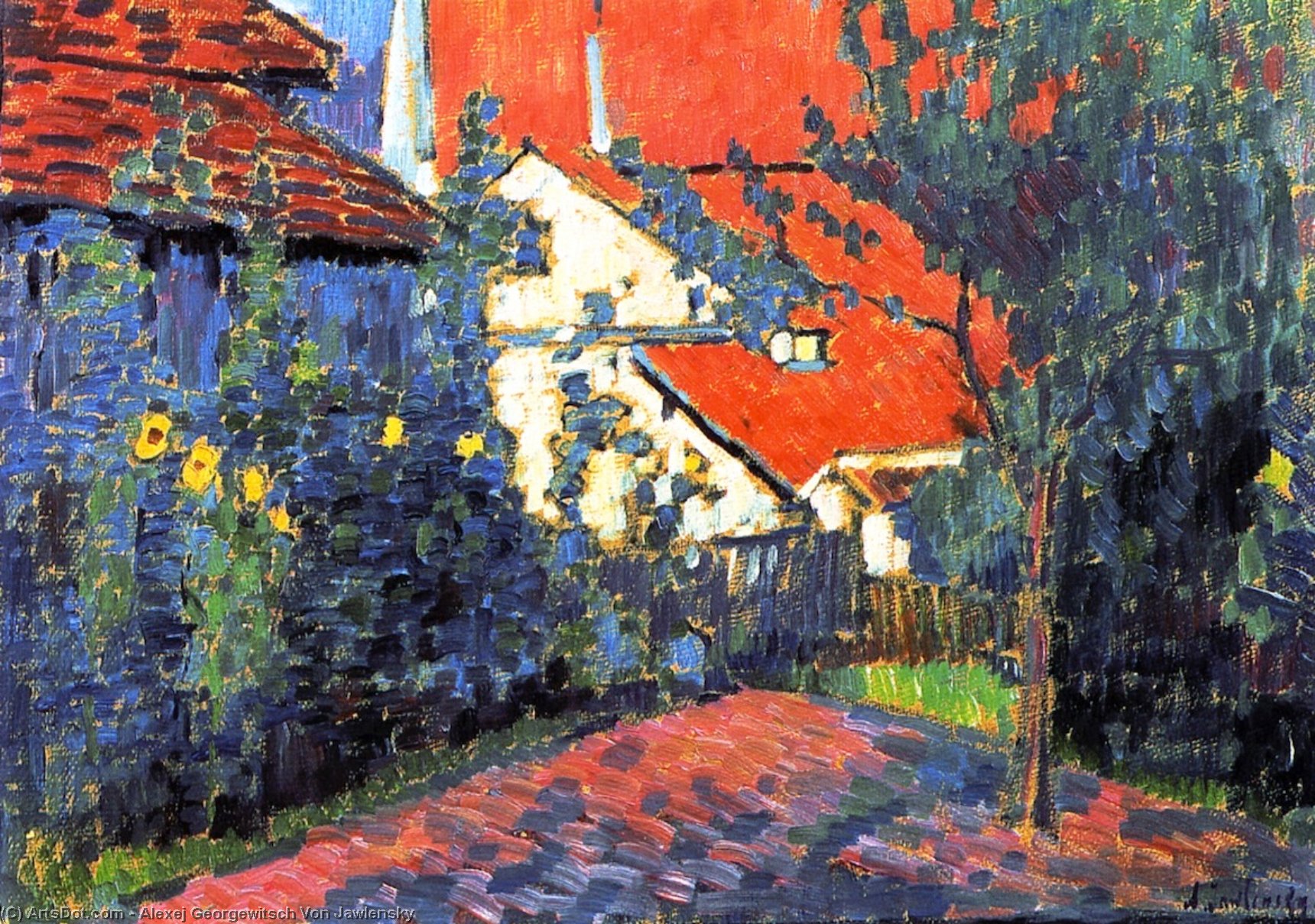 Wikioo.org - The Encyclopedia of Fine Arts - Painting, Artwork by Alexej Georgewitsch Von Jawlensky - Red Roofs